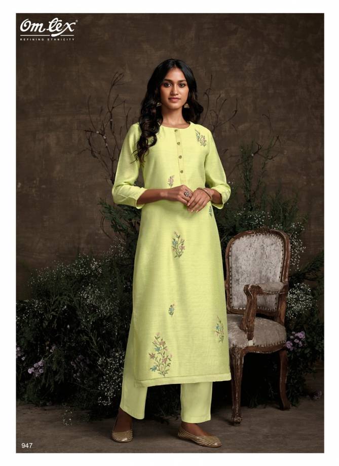 Omtex Royal Garden Exclusive Designer Berry Silk With Embroidery And Handwork Kurti With Bottom Collection 